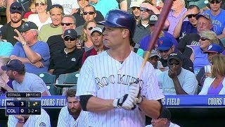 MIL@COL: Morneau doubles to left to plate a pair