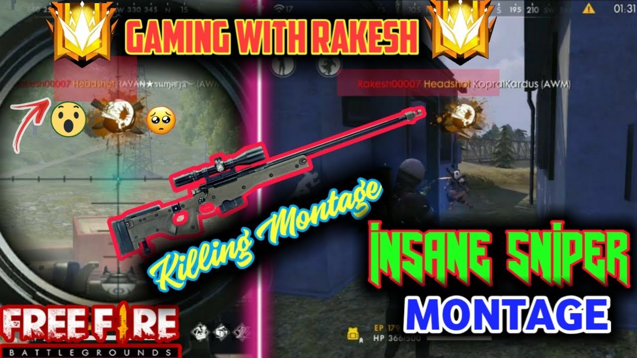 SNIPER CUSTOM ROOM INSANE KILLS MONTAGE !! FREE FIRE BATTLEGROUNDS !! RAKESH00007 !!