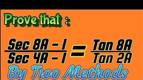 Prove that : (Sec 8A - 1) / (Sec 4A - 1) = Tan 8A / Tan 2A | trigonometry | Class 10 trigonometry |