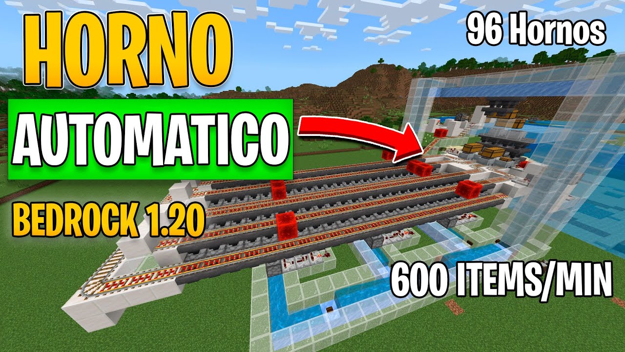 Horno Industral 100% Automatico Minecraft Bedrock 1.20