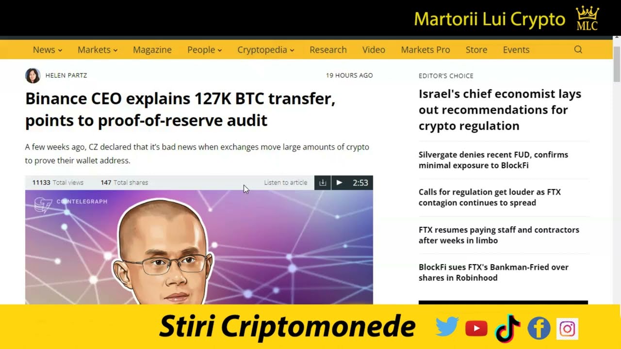 Stiri Crypto: Genesis in Faliment, FTX, BlockFi, SilverGate, Wemade, Binance, Bitcoin, Electroneum