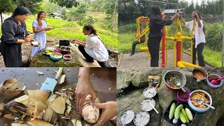 Cooking Fresh Bamboo shoot with Fish for My Colleagues || PotLuck and Fun Day😁👨🏻‍💻💃|