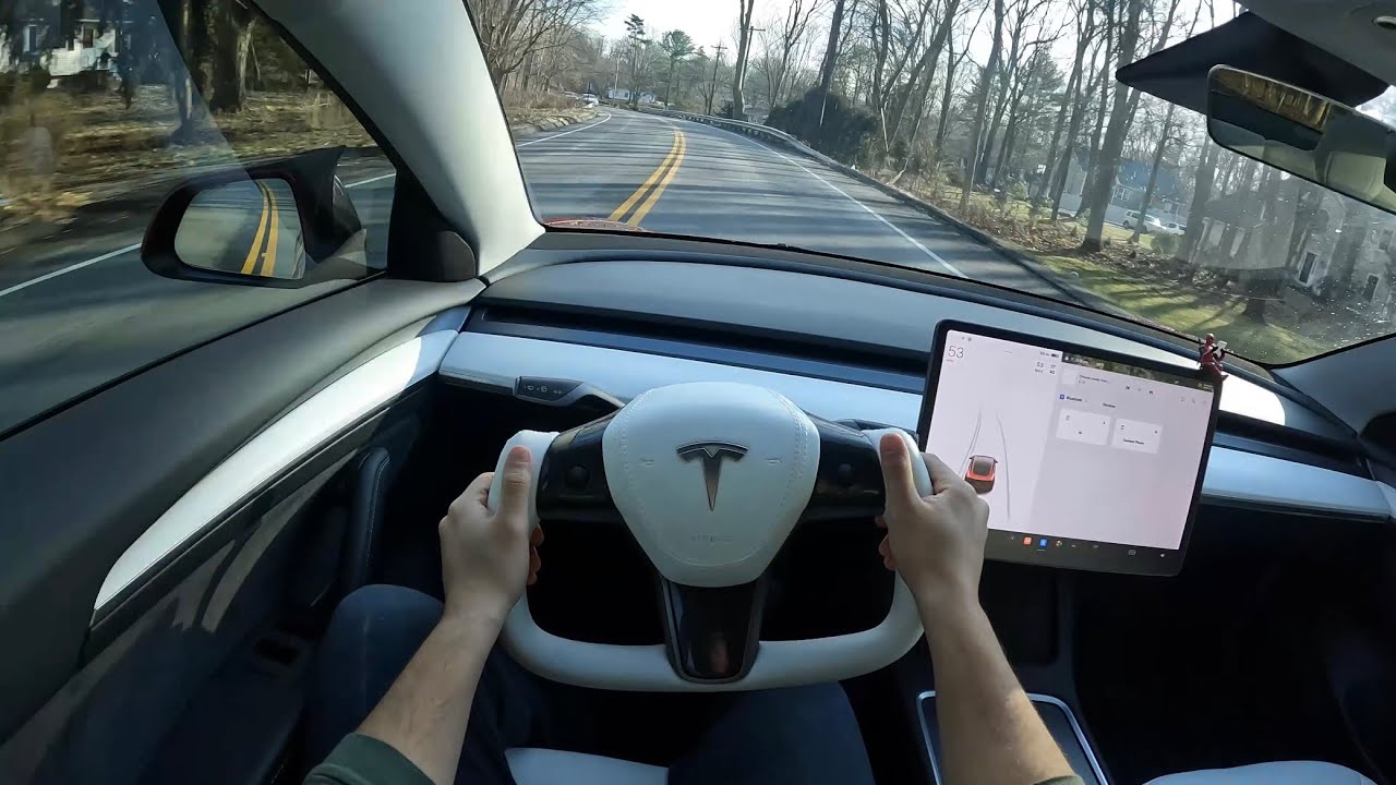 2022 Tesla Model 3 Yoke Steering Wheel Pov Test Drive Youtube