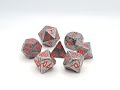 Old School 7 Piece DnD RPG Metal Dice Set: Orc Forged - Ancient Silver w/ Red