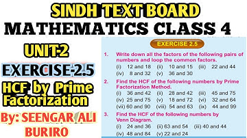 HCF | Highest Common factor | HCF by Prime Factorization | Exercise 2.5 Class 4 | Unit 2 class 4