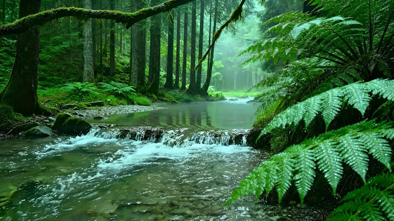 Forest Ambience Birds Singing Beautiful Stream Sounds for Deep Rest, Deep Sleep,Study, Medicine ASMR