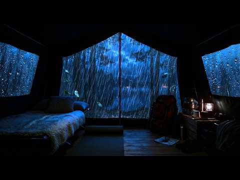 🔴 Heavy Rain and No Thunder Sounds for Sleeping | Cozy Tent Shelter on a Deep Rainy Night