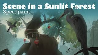 Scene in a Sunlit Forest illustration | Speedpaint