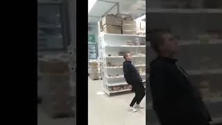 Man sleeping in supermarket while standing 😅😂