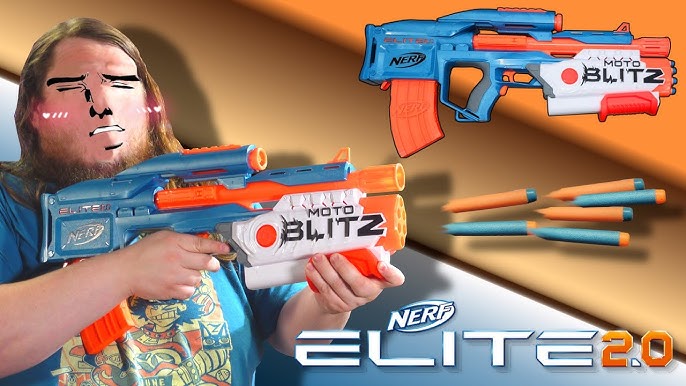 Nerf Elite 2.0, Double Punch Motorised Blaster, Fast Alternative Guns, 50  Nerf Elite Darts, 2 Chargers 10 Darts, From 8 Years