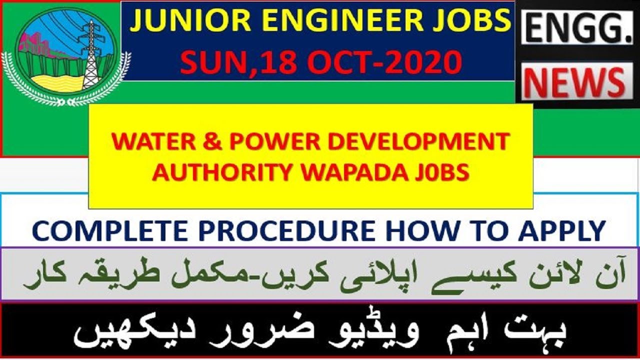 WATER & POWER DEVELOPMENT AUTHORITY WAPDA JOBS 2020 (JR. Engineer