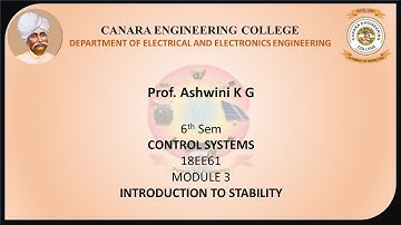 VTU CS 18EE61 M3 L1 INTRODUCTION TO STABILITY