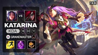 Katarina vs Irelia Mid - KR Grandmaster - Patch 14.9 Season 14