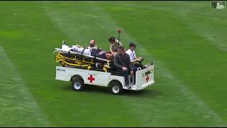 Josh Naylor's frightening collision with Ernie Clement    |  Quick MLB Hits