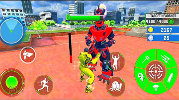 Flying Fire Hero Robot Transform Battle City - Android Gameplay