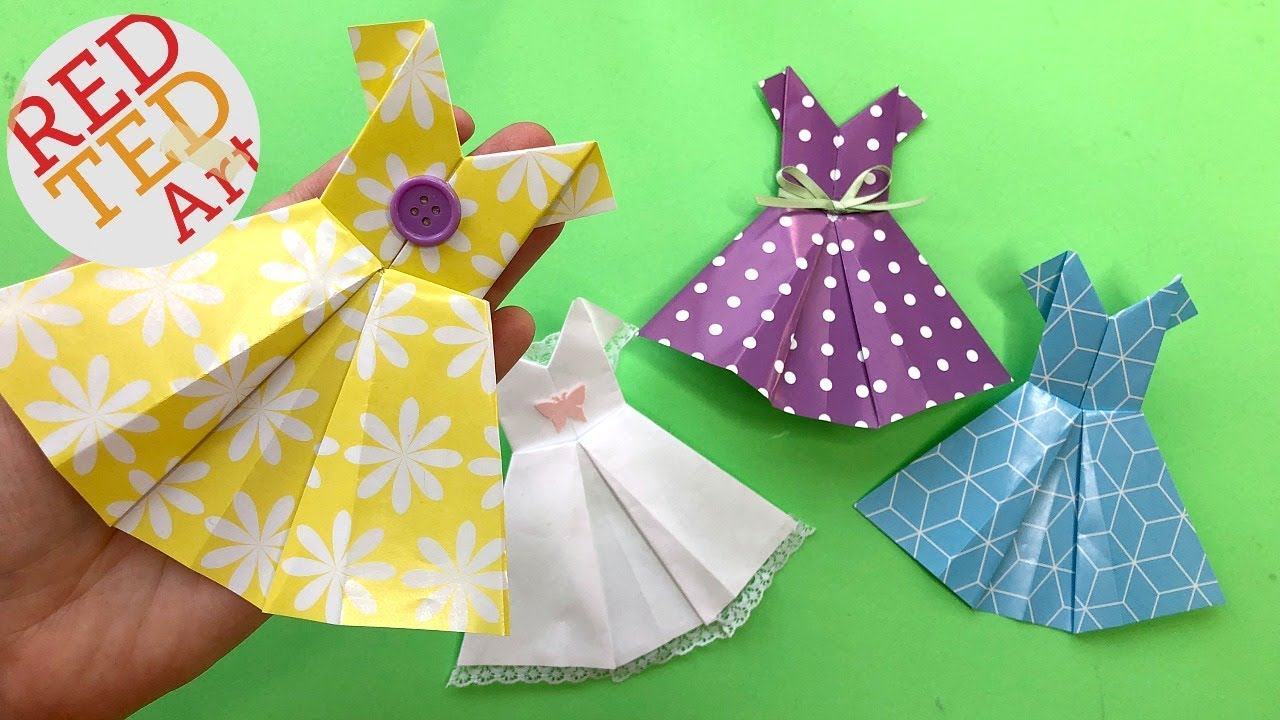 How to Make Origami Dress for Beginners - Easy Paper Dress DIY - YouTube