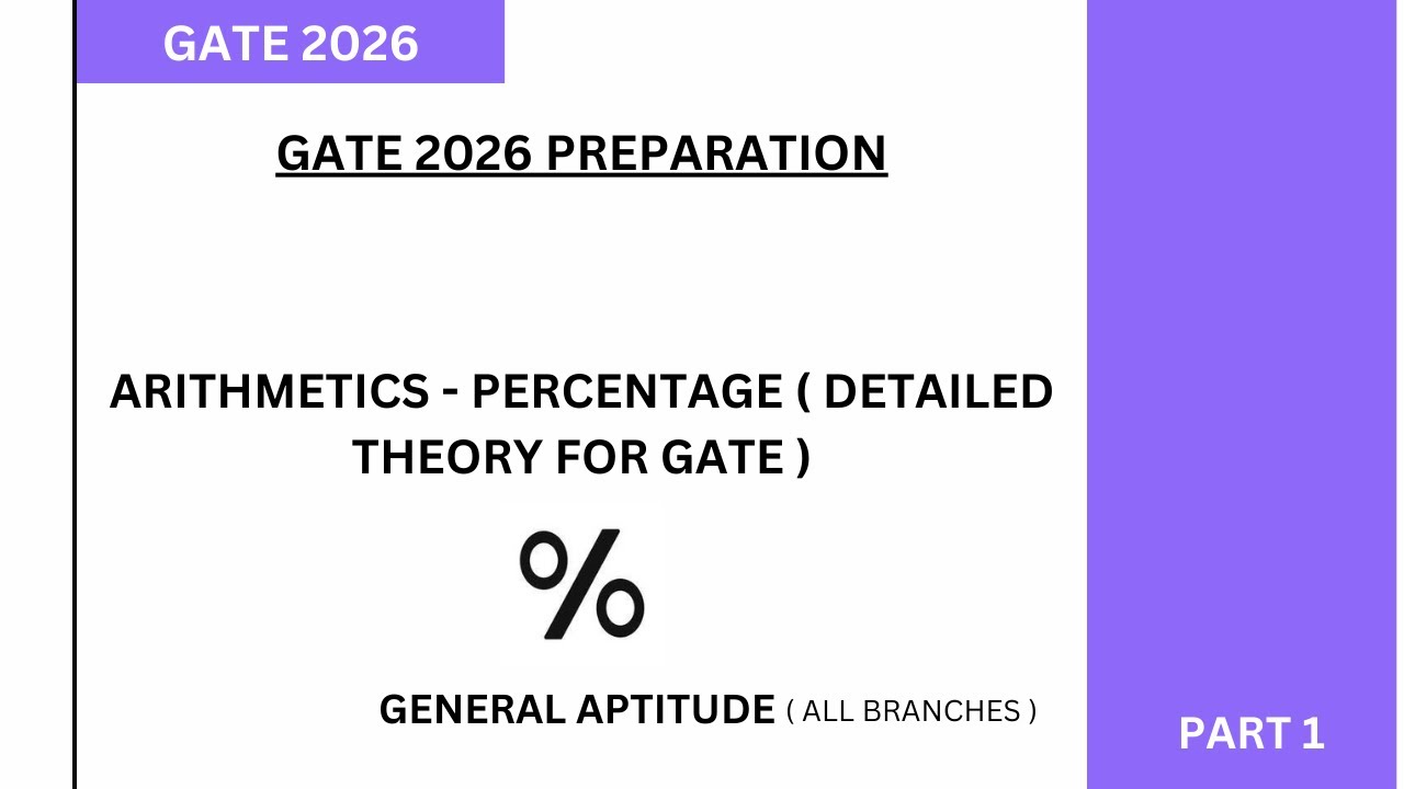 Gate Percent GENERAL APTITUDE PERCENTAGE THEORY EXPLANATION|| GATE 2026 PREPARATION ...