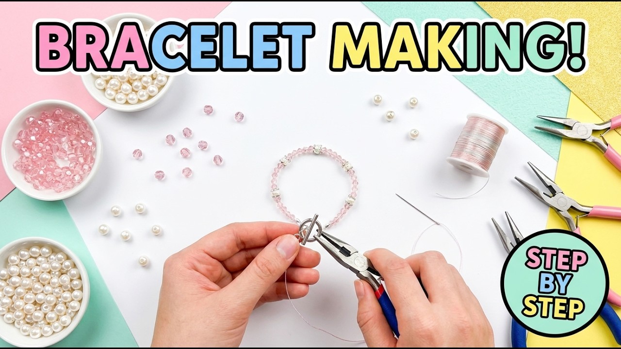 How to Make a Crystal Beaded Bracelet | Easy DIY Bracelet Making Tutorial (Toggle Clasp)