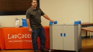 Store and charge iPads, tablets, laptops, Chromebooks - The LapCabby UniCabby
Learn more: https://www.touchboards.com/lapcabby-unicab32hbl/usa/?ref=youtube
The LapCabby UNICAB32HBL/USA is designed to store and charge 32 Chromebooks, tablets, iPads or laptops up to 14. The fixed shelves angle back slightly to allow devices to sit in place when moving the unit (1 device per shelf). It has portholes that feed cables from the back power compartment to the front of the unit, preventing cables from being removed from the front. Each shelf has a cleverly integrated cable management system which neatly stores and clips your device cable. Specially designed and molded cable clips to keep cables secured at 5 points. It comes equipped with an individual cable pocket for each device to store AC adaptor and excess cable. The ergonomic colored ABS handles make LapCabbys easy to get from place to place. Store and charge iPads, tablets, laptops, Chromebooks - The LapCabby UniCabby