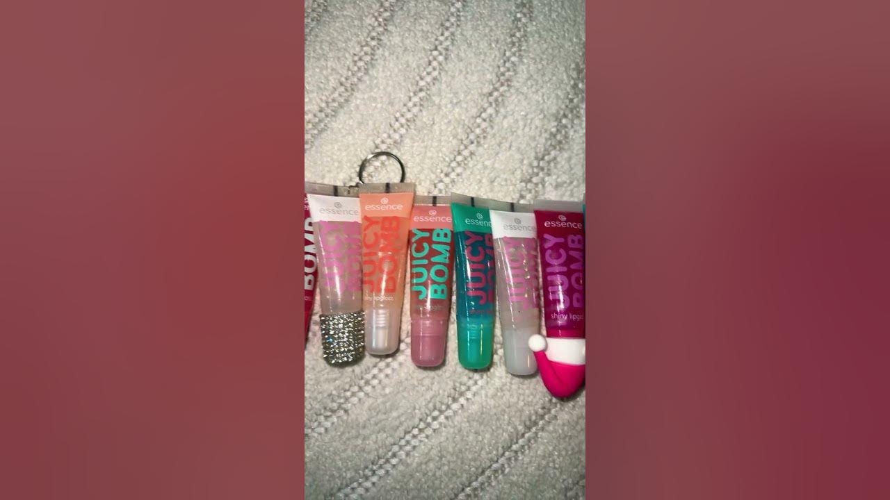 can you count how many juicy bombs i have??!!😜#essence #juicybomb #preppy #lipgloss