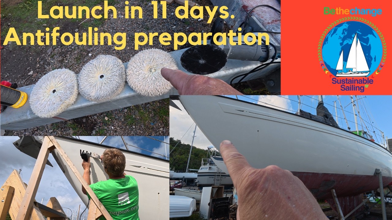 ⁣Launch in 11 days, Anti-fouling preparation #BoatRefit #DIY #AntiFouling #Sustainable