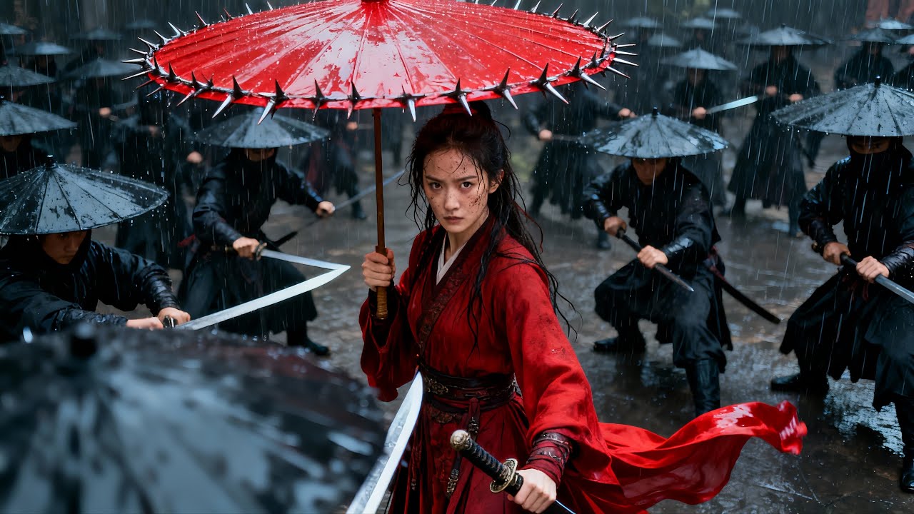 ⁣Thrilling martial arts film: Assassins wield umbrellas as weapons, heroes fall into ambush