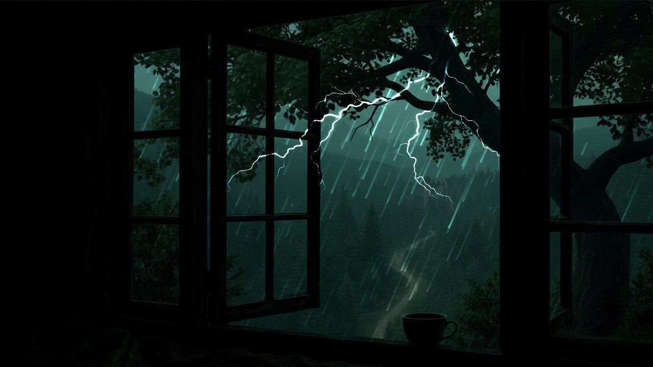 Midnight Rain & Distant Thunder | No Ads | 5 Hours Deep Sleep Thunderstorm