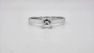 0.49 Carat Square-Cut Diamond Solitaire Ring in 18k White Gold