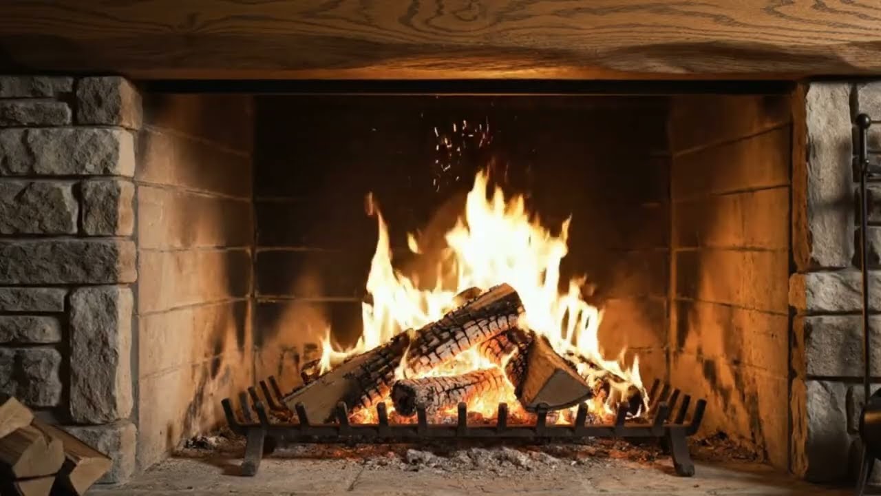 Large Rustic Fireplace Ambience | Comforting Fire Sounds for Rest & Peace