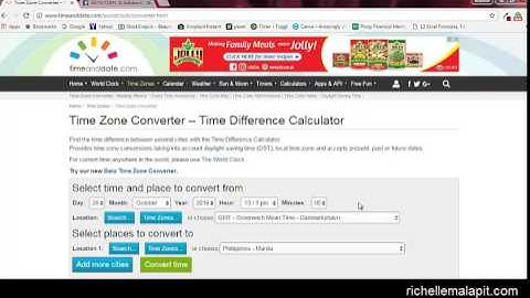 How to use Timeanddate com to convert one time zone to another