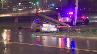 Vehicle crushed by utility pole in early morning crash in west Toledo
