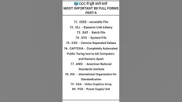 🖥️CCC में पूछे जाने वाले MOST IMPORTANT 80 FULL FORM #CCC #FULL #FORM #CCCFULLFORM #IMPORTANT PART-6