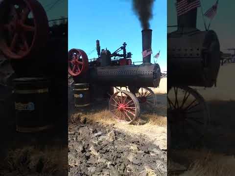 Advance steam tractor plowing