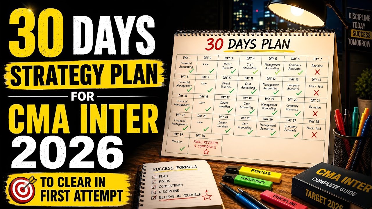 30 Days Strategy Plan for CMA Inter 2026 | Complete Study Schedule to ...