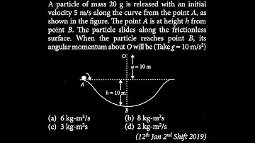 A particle of mass 20 g is released with an initial velocity 5 m/s along the curve from RT DTS 25 Q4