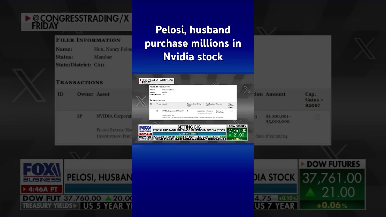 Nancy and Paul Pelosi bet big on Nvidia stock amid congressional stock trading criticism #shorts