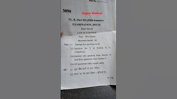 L.L.B.( part 3)(fifth semester question paper ,siddharth university, kapilvastu ,siddharth nagar.
