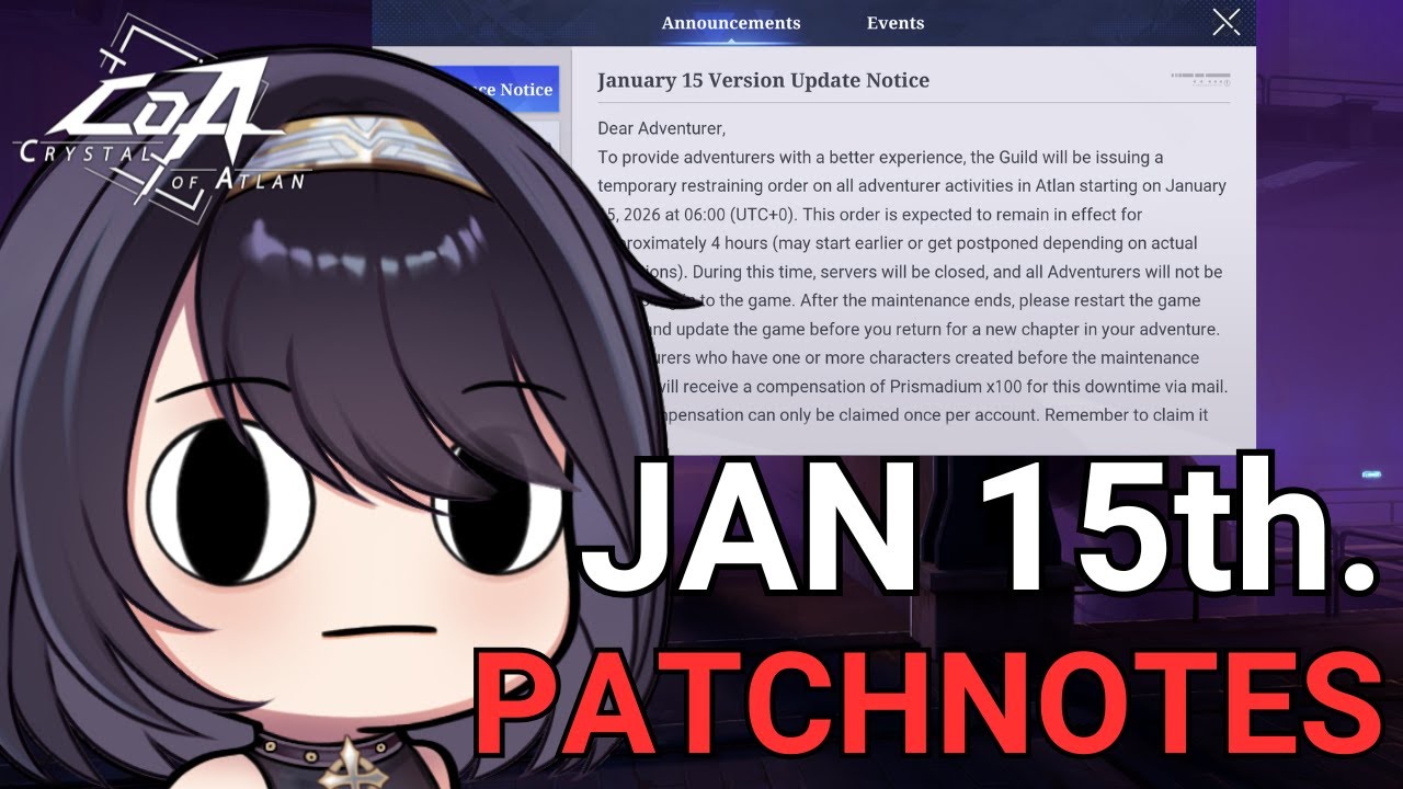 [CoA] Краткий обзор патча от 15 января - Кристалл Атлана