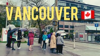 🇨🇦🌨️🌨️☔️Heavy rain ang cold weather  inVancouver,BC/May5/2024 Walking in the rain in downtown…