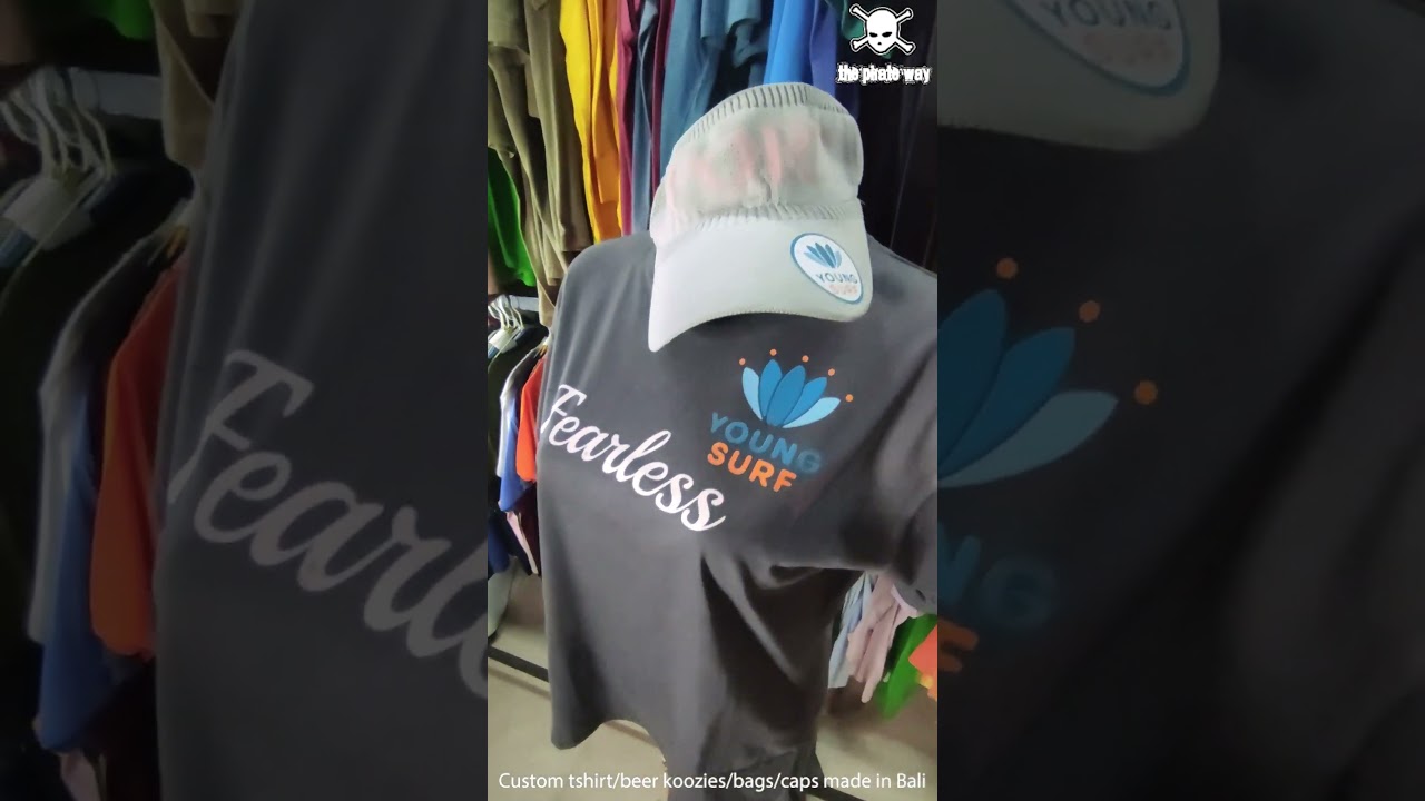 Young Surf custom tshirt, tennis visor, wallets make your own custom printing today in Bali Sanur
