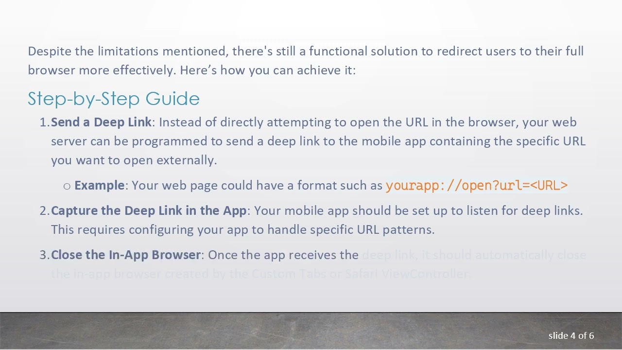 How to Force URLs to Open in Full Browser Apps from Chrome Custom Tabs and Safari ViewController