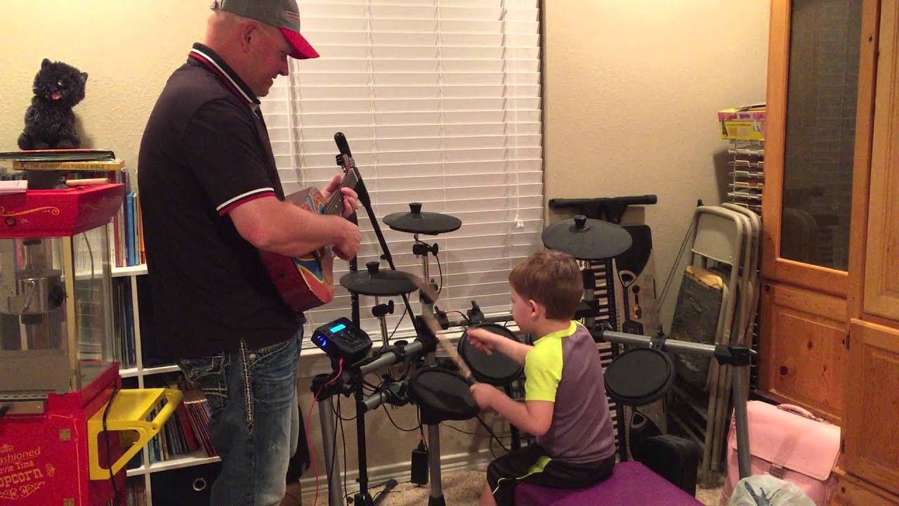 3 year old drummer jams with dad!! Wait for drum solo and big ending
