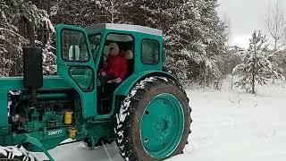 картинка: Новый трактор т-40. Прокатились с дочкой в лес.