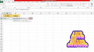 Automatic Serial Number by Aggregate( ) function #excel #serialnumber #exceltips #exceltutorial #Tip