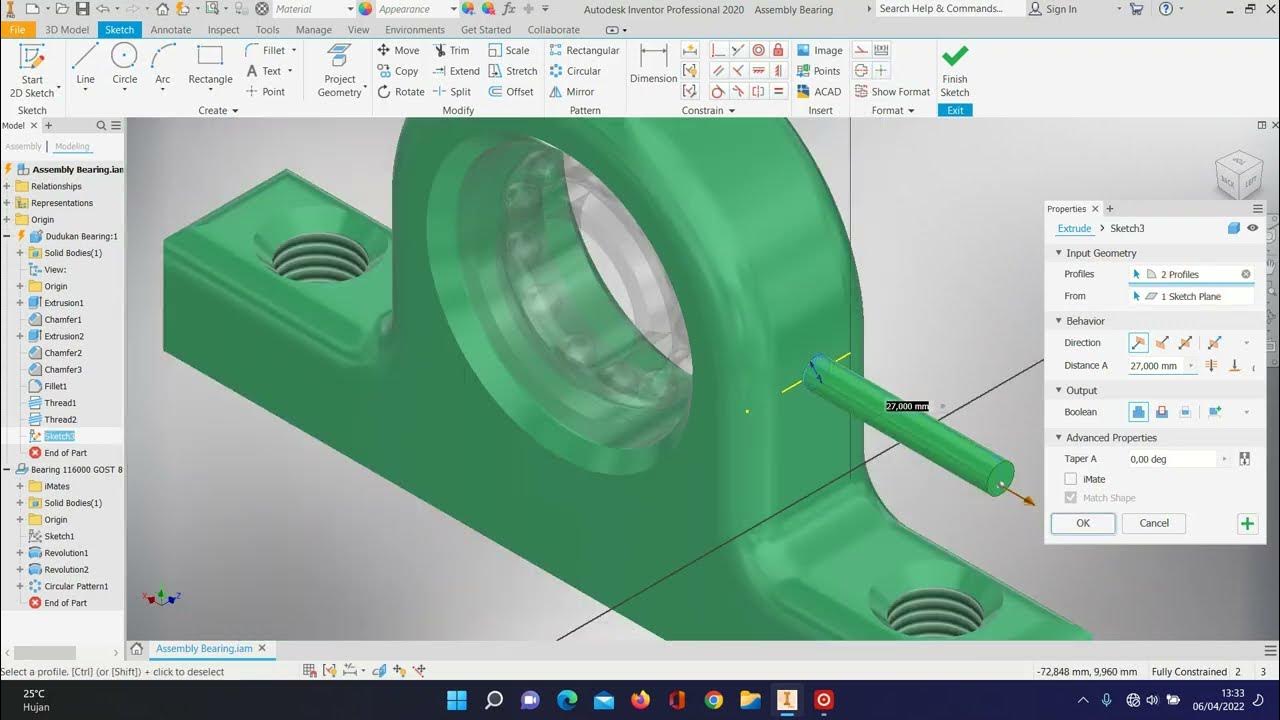 Tutorial Autodesk Inventor Bearing ( Bantalan ) YouTube