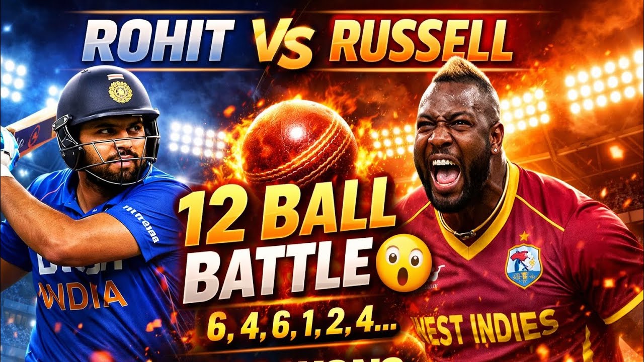 ROHIT SHARMA VS RUSSUL 12 BALL BATTLE WHO WIN #cricket #rohitsharma #indiavswestindies #t20worldcup 