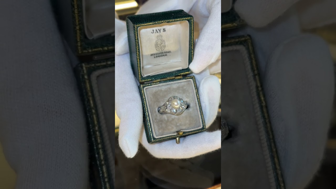 Natural Pearl & Diamond Cluster Ring | Berganza London