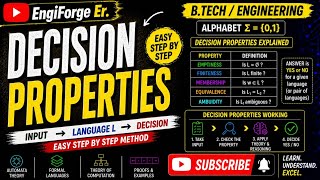 Decision Property|Membership|Equivalence|Emptiness|Finiteness|Ambuditity|Toc|TAFL #BTECH #gate