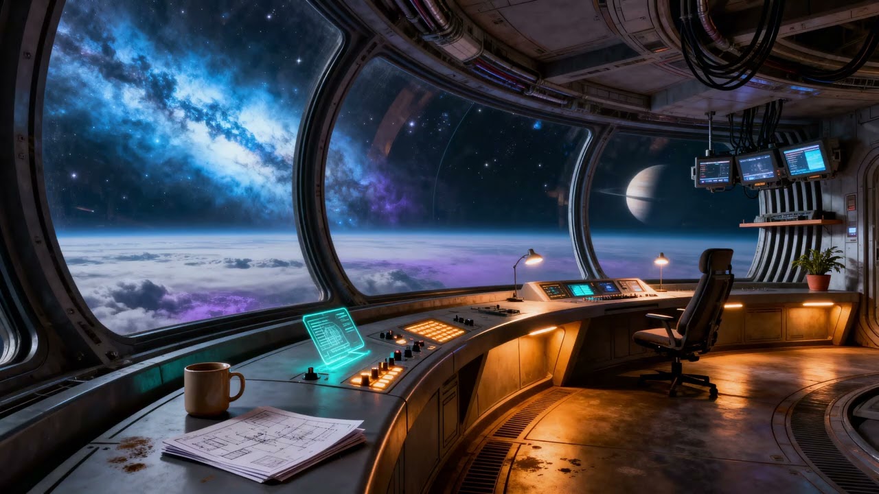 Deep Space Habitat Control Room Ambience | Futuristic Sci-Fi Soundscape