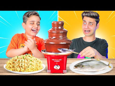 تحدي التغميس في نافورة الشوكولاته ورق عنب فروالة